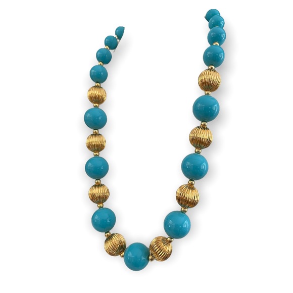 Signed Joan Rivers turquoise gold bead necklace - Picture 4 of 6